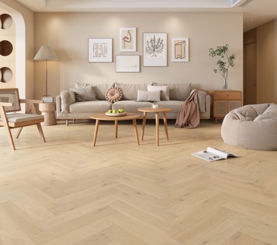 Elysian' White Oiled 125mmx 14/2mm Herringbone Engineered Oak